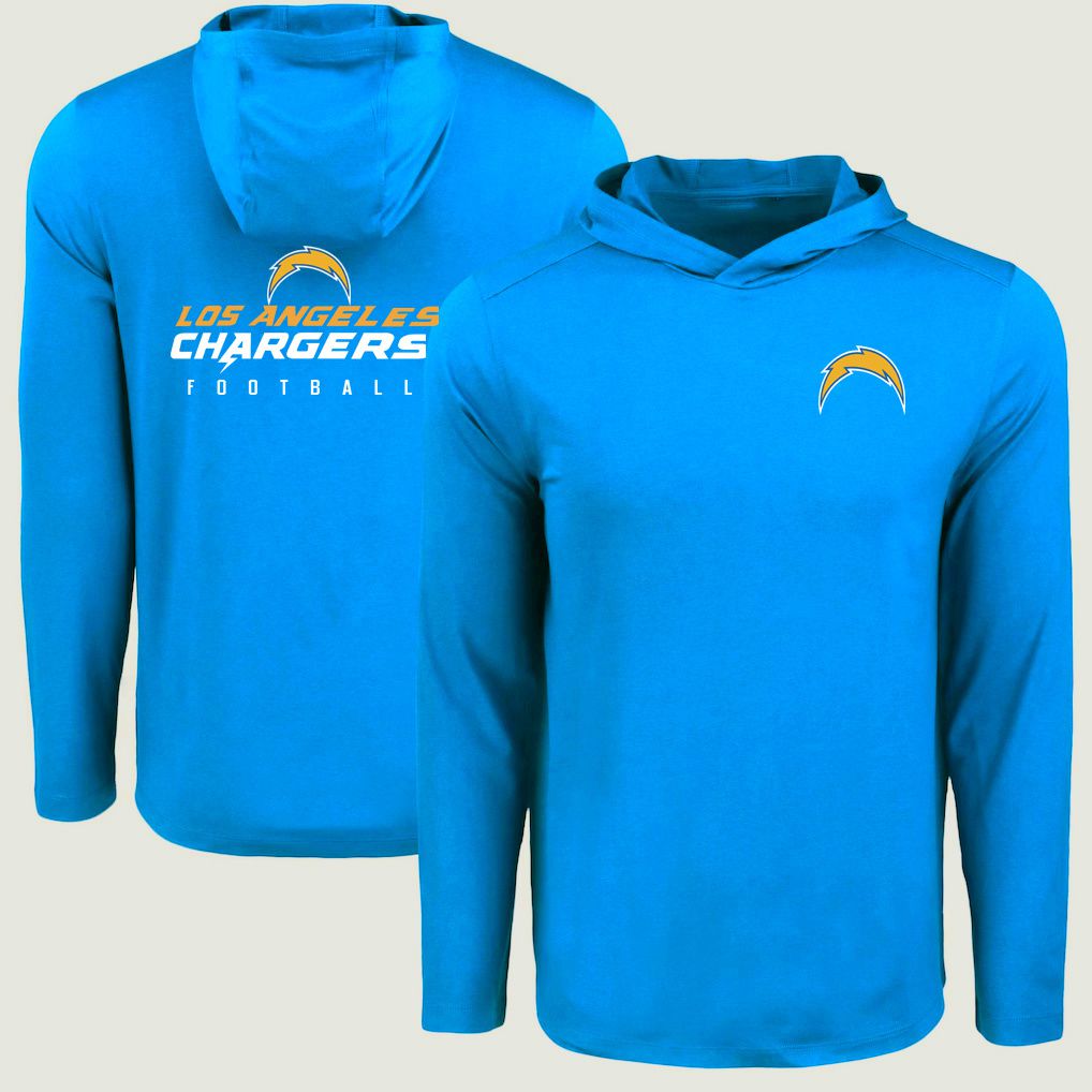 Men 2026 NFL Los Angeles Chargers Hooded long sleeved T-shirt blue 05